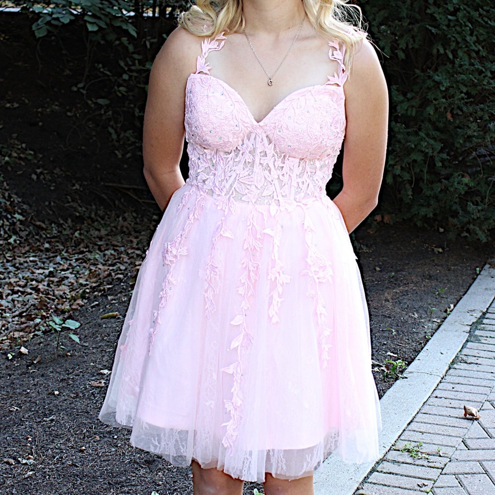 Elegant Pink Lace Dress